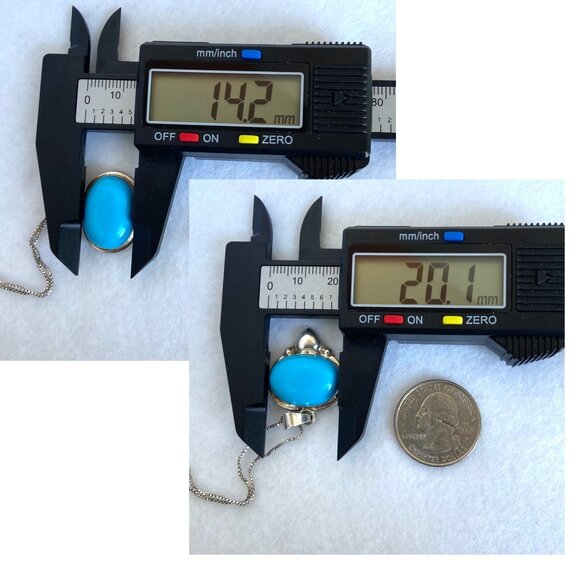 VTG Sterling Silver 925 Taxco Mexico Turquoise Cabochon Pendant Necklace 18" - Picture 9 of 16